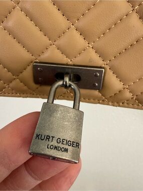 Kurt Geiger London Quilted Leather Chain Wallet Crossbody Camel Bag